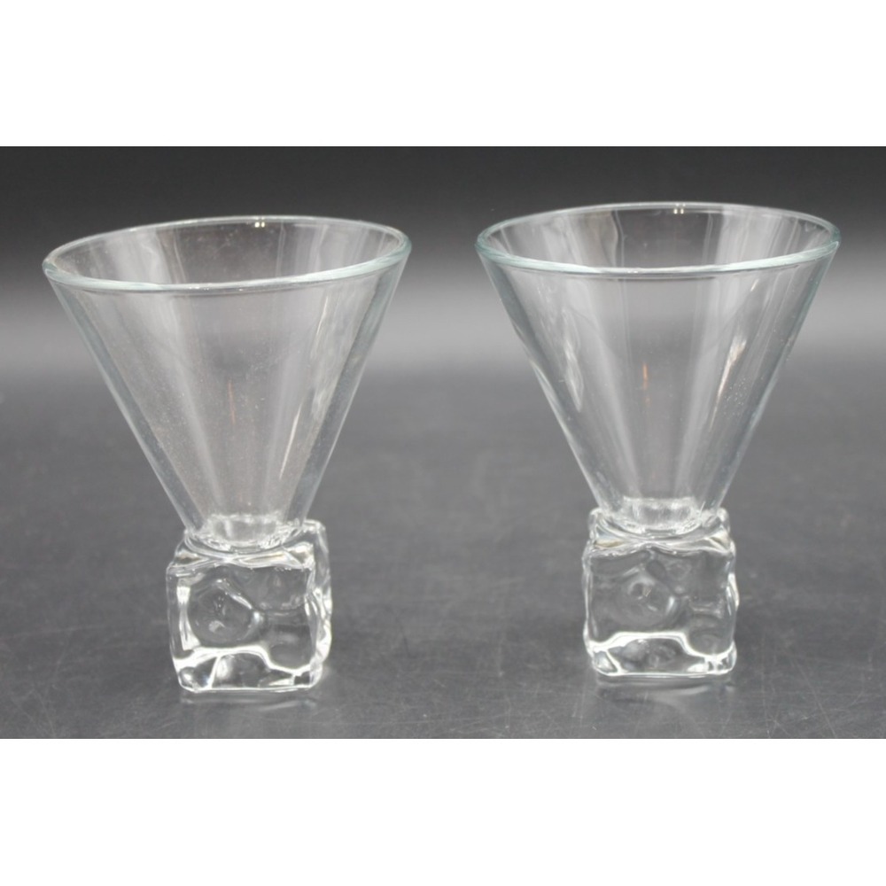 Vintage Disaronno Clear Melting Ice Cube Base Martini Cocktail Glass MCM Set 2